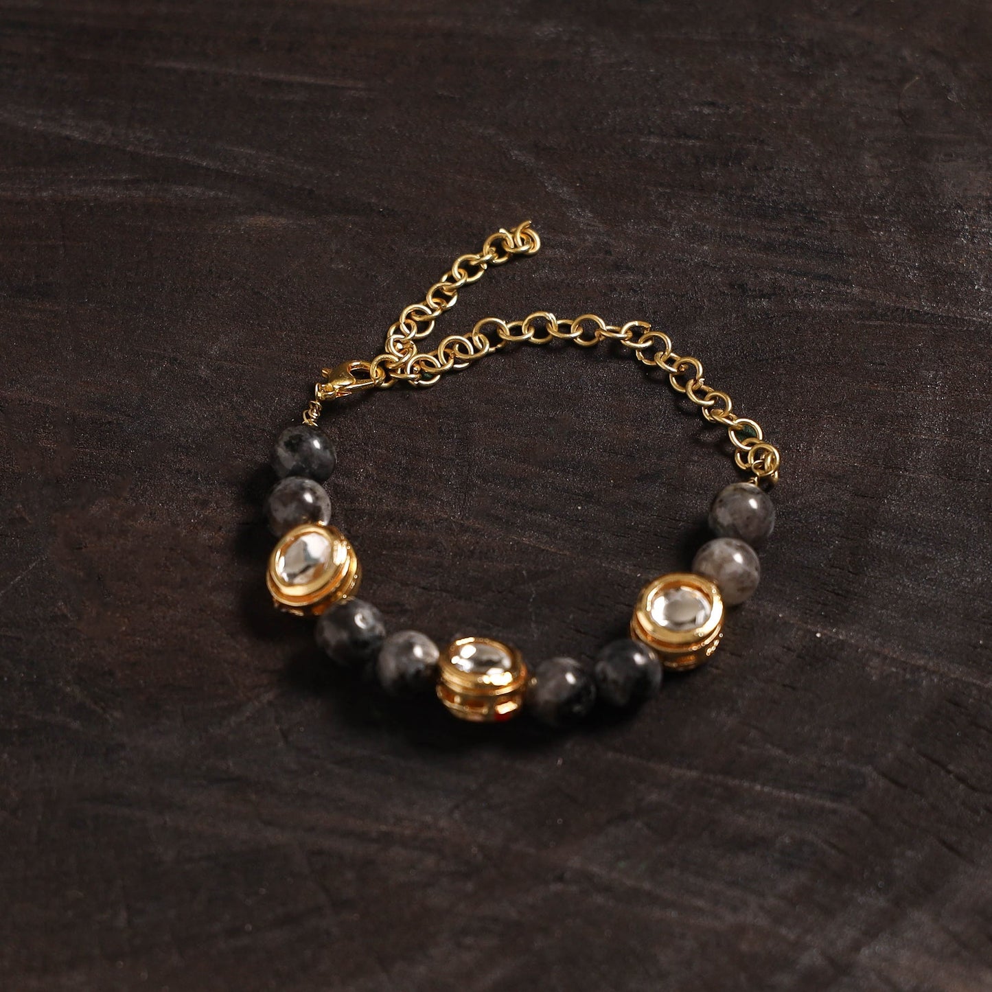 Handcrafted glass stone kundan work bracelet 49