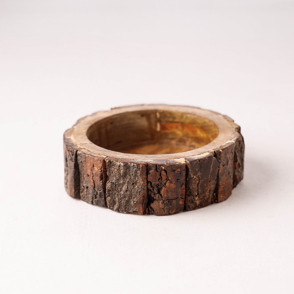 Brown Handcrafted Square Teak Wooden Plate