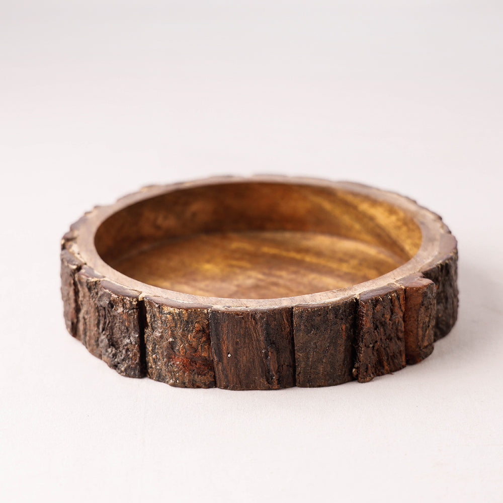 Brown Handcrafted Square Teak Wooden Plate