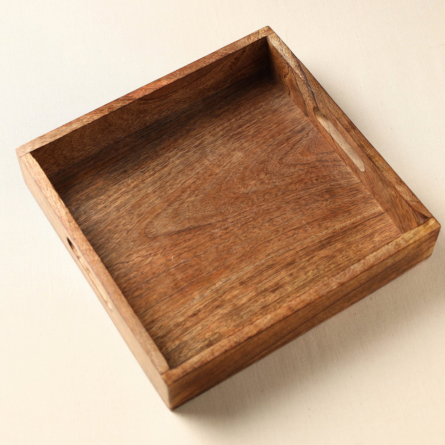 Brown Handcrafted Mango Wooden Serving Tray (10 x 10 in)