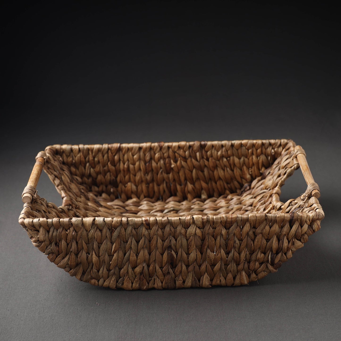 Brown Handcrafted Organic Water Hyacinth Multipurpose Boat Basket