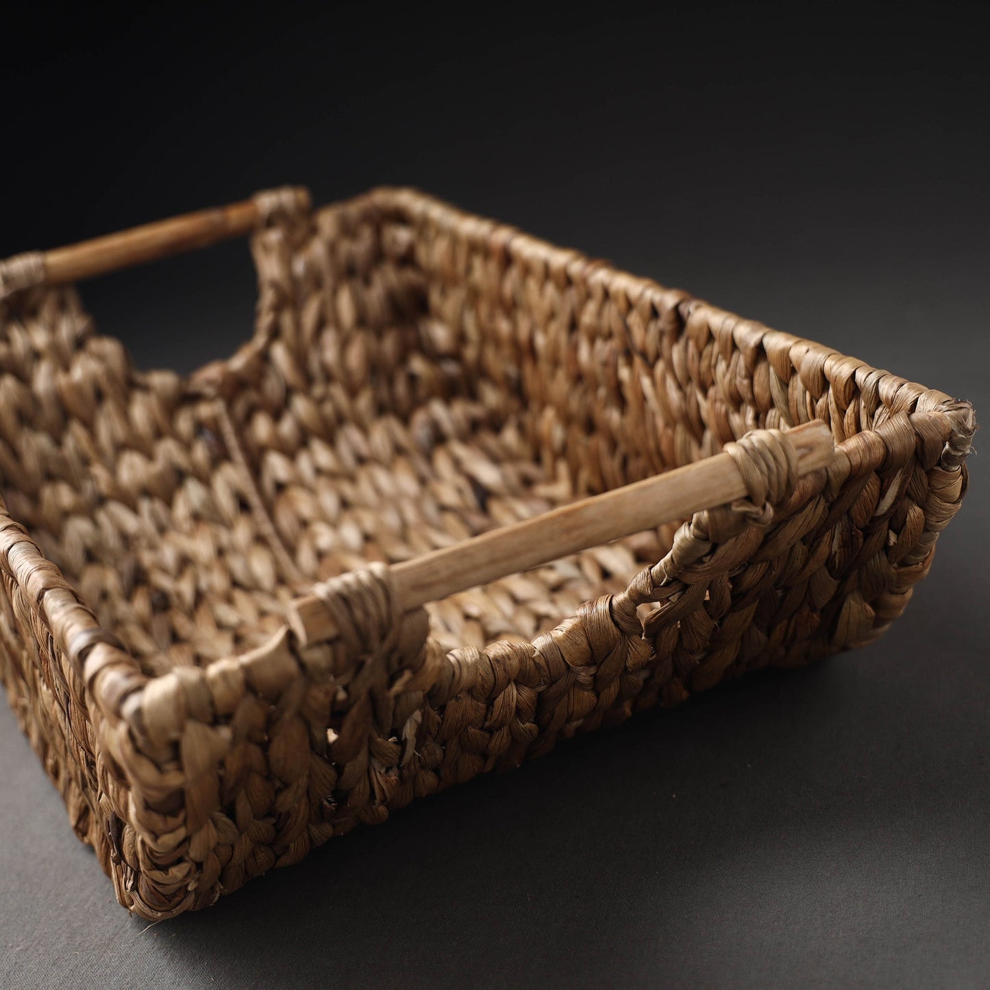 Brown Handcrafted Organic Water Hyacinth Multipurpose Boat Basket
