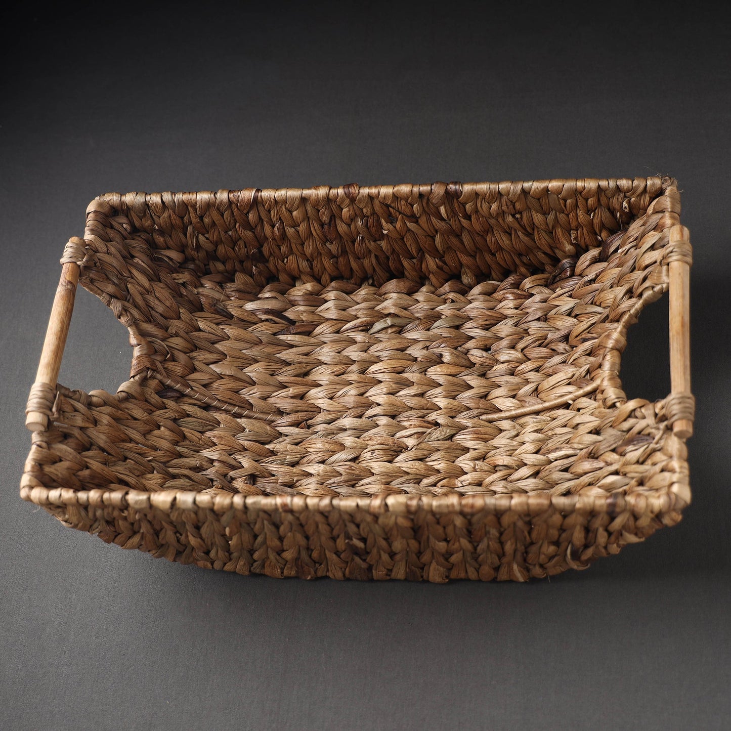 Brown Handcrafted Organic Water Hyacinth Multipurpose Boat Basket