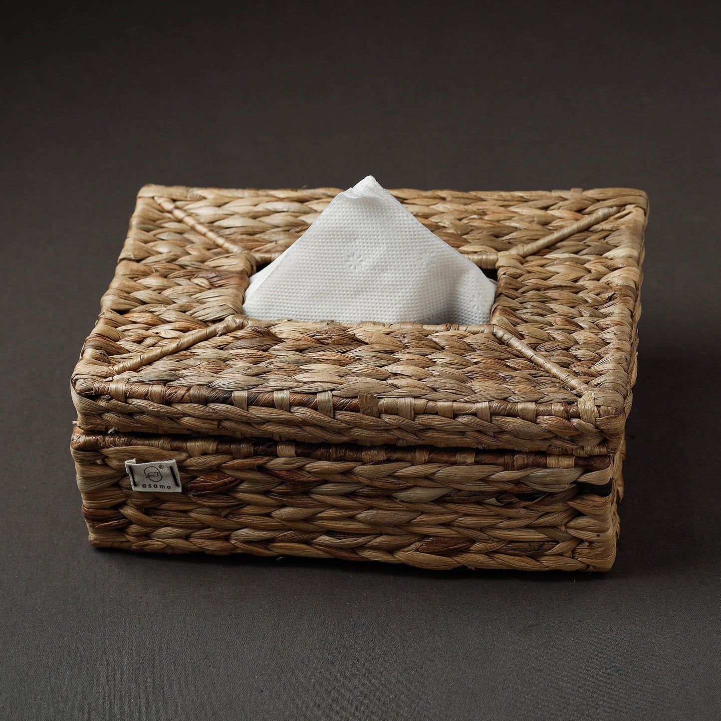 Brown Handcrafted Organic Water Hyacinth Tissue Box