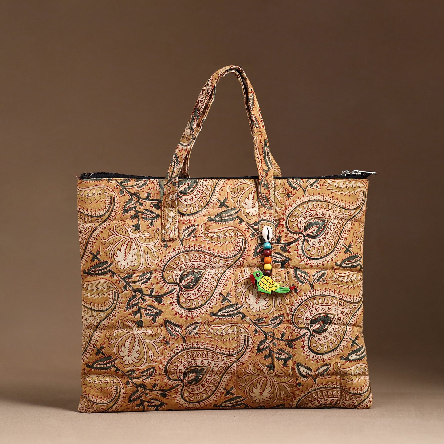 Brown Handcrafted Quilted Cotton Hand Bag 18