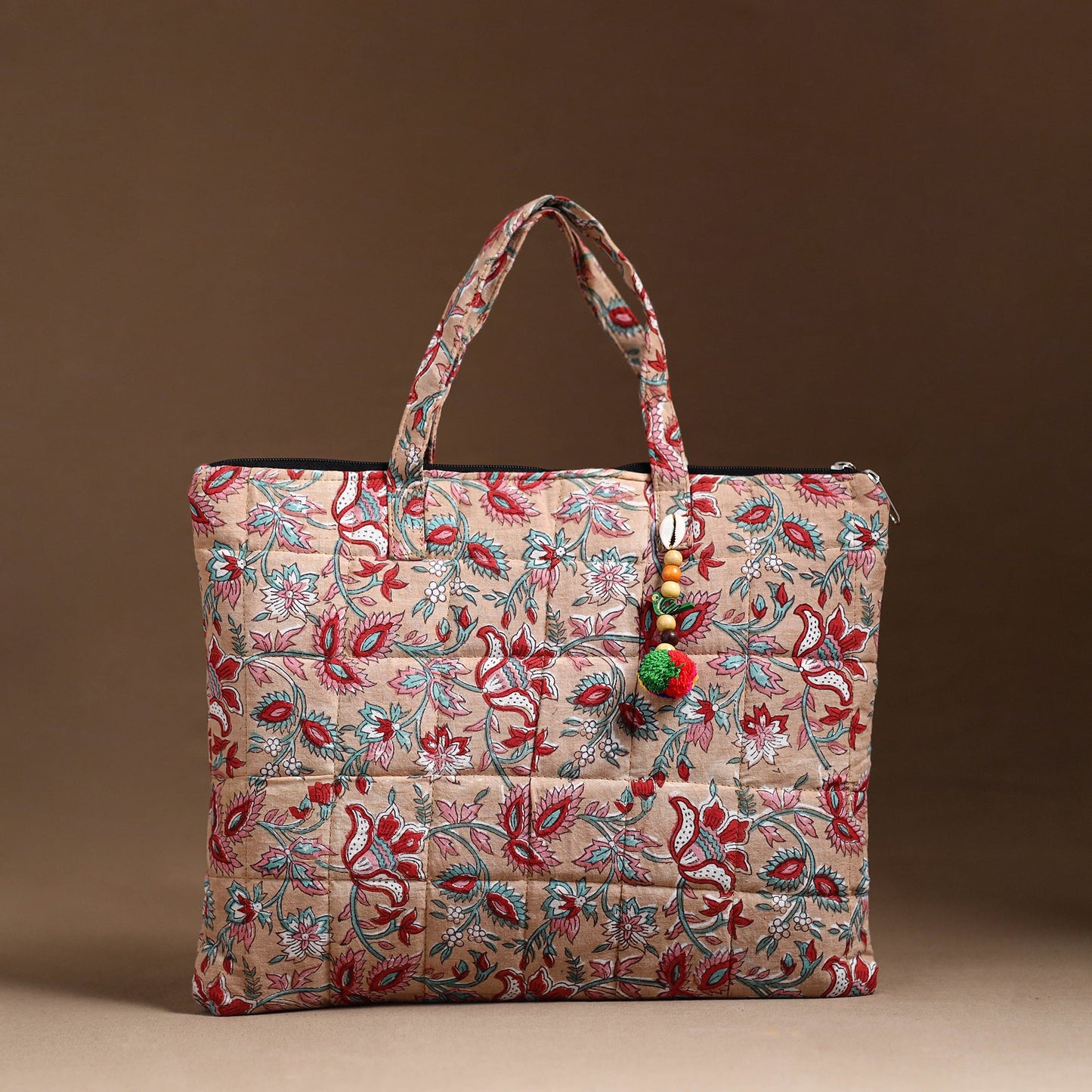 Brown Handcrafted Quilted Cotton Hand Bag 36