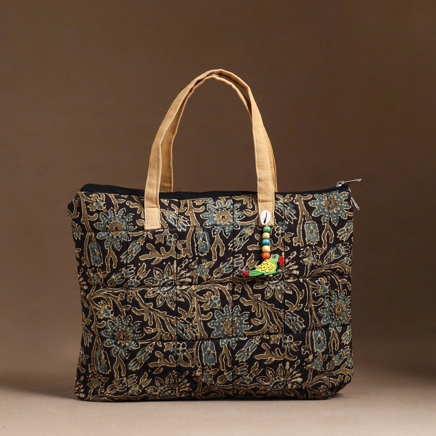 Brown Handcrafted Quilted Cotton Hand Bag 73