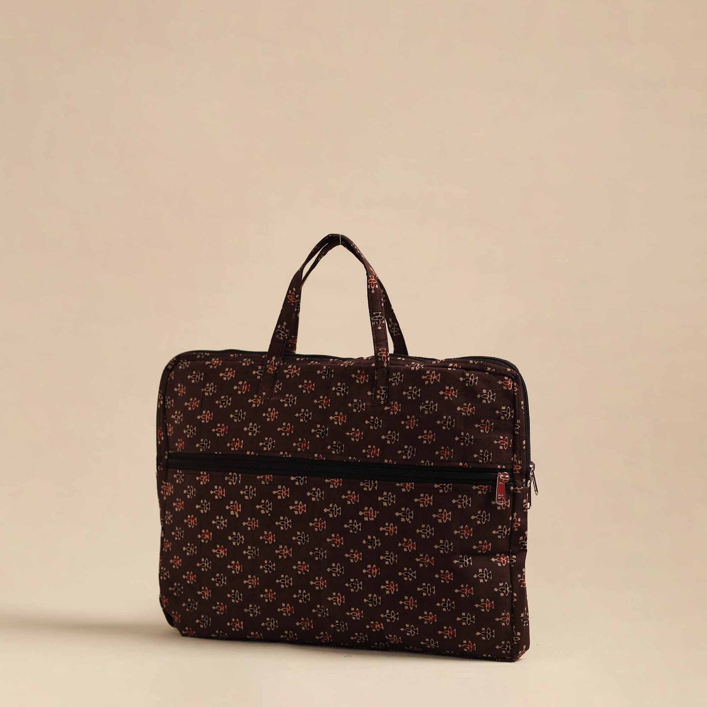Brown Handmade Quilted Cotton Laptop Bag
