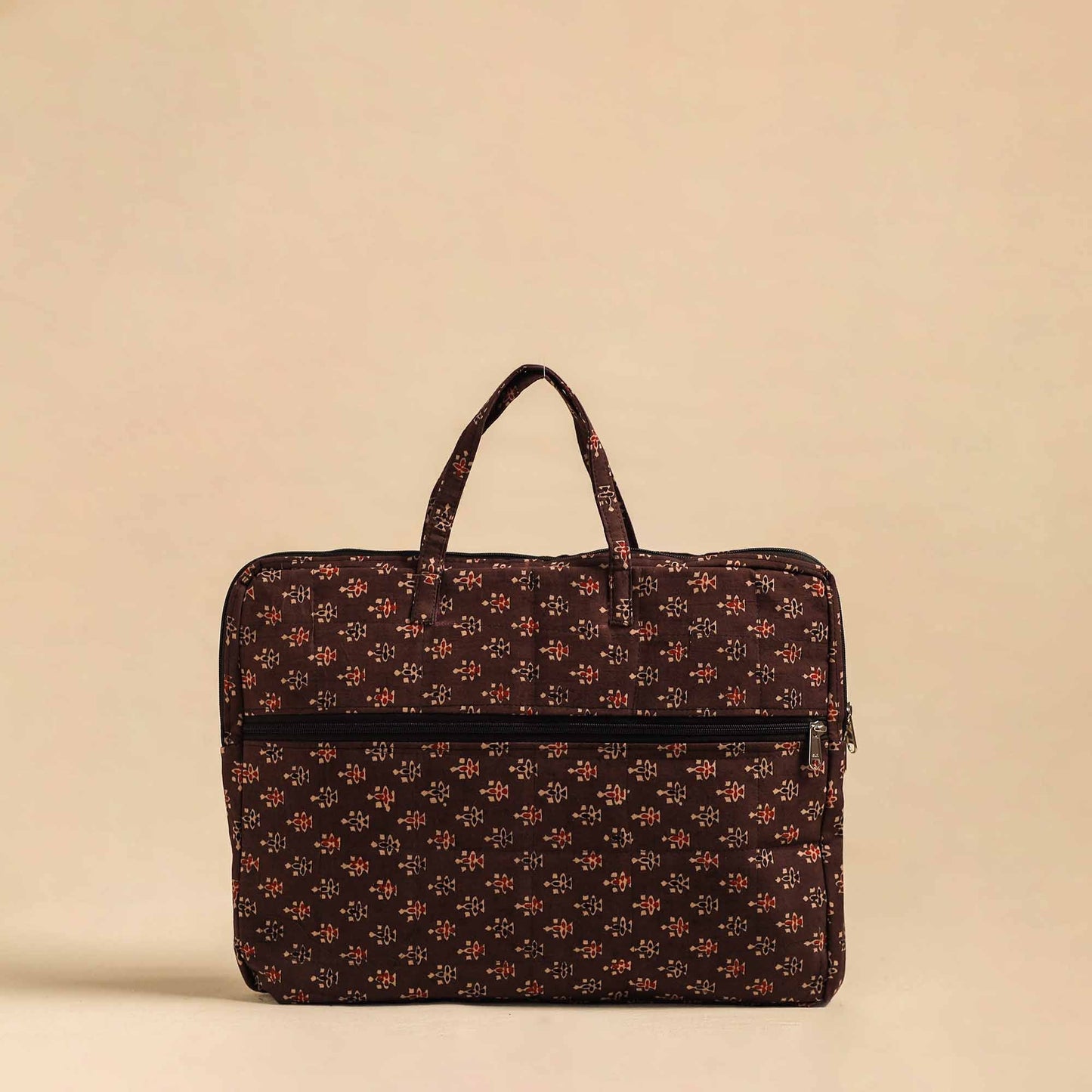 Brown Handmade Quilted Cotton Laptop Bag