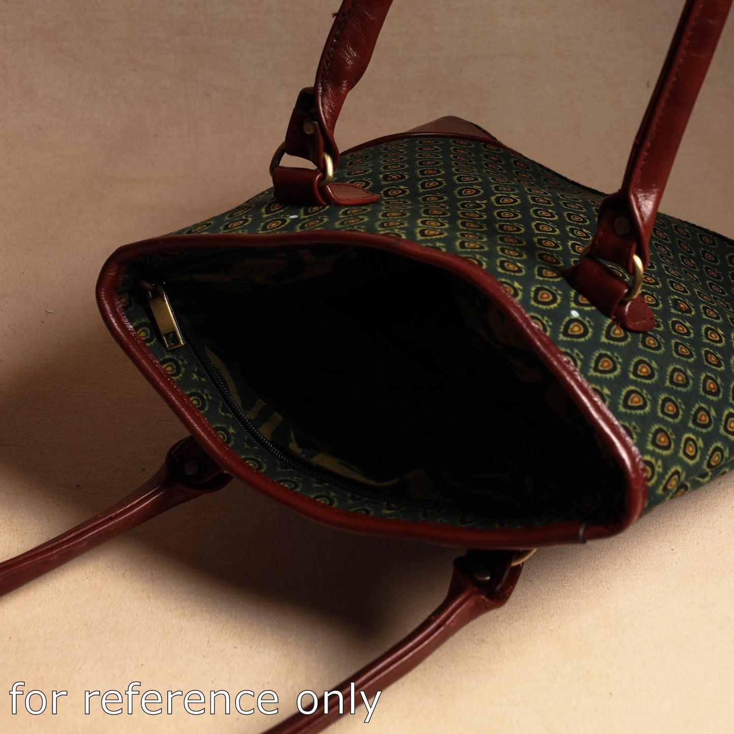 Handcrafted Sanganeri Printed Leather Shoulder Bag