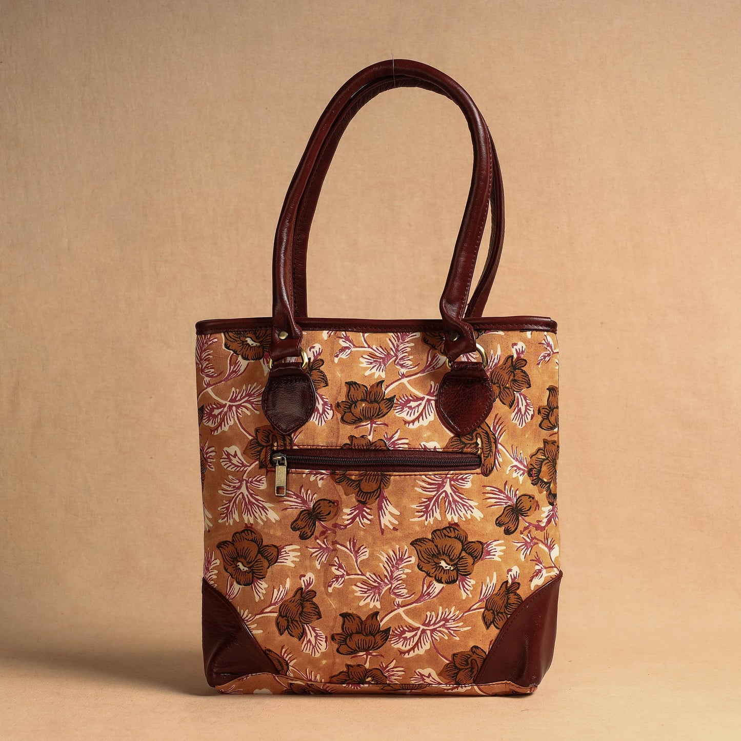 Handcrafted Sanganeri Printed Leather Shoulder Bag