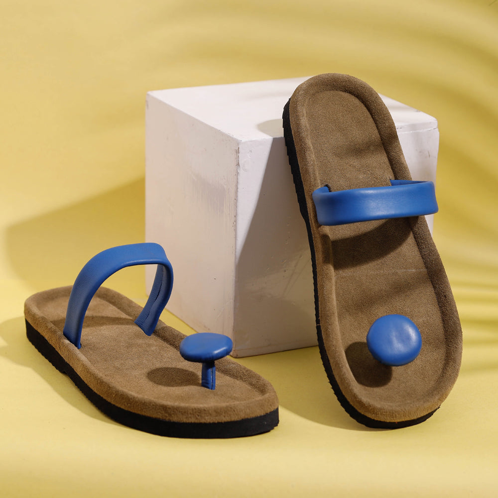 Brown Handcrafted Women's Leather Slippers with Suede