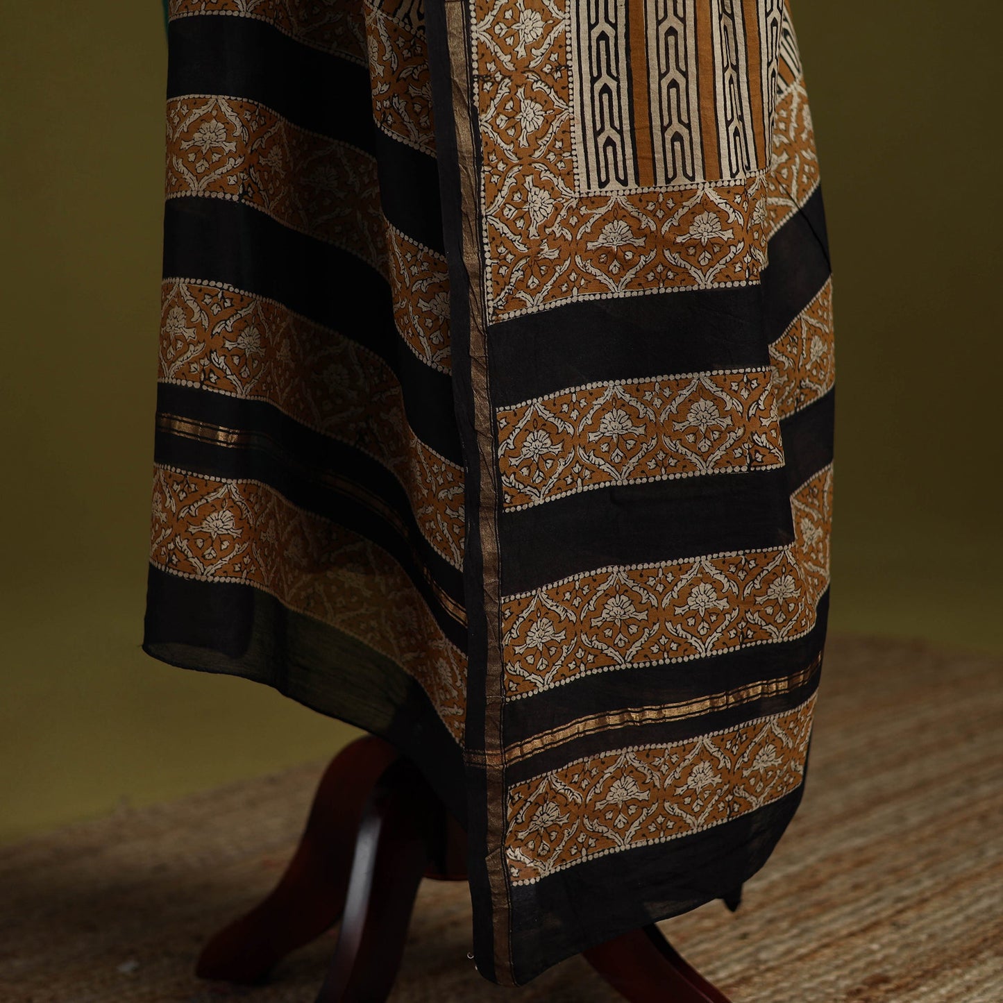 Brown - handloom chanderi silk hand natural dyed bagru