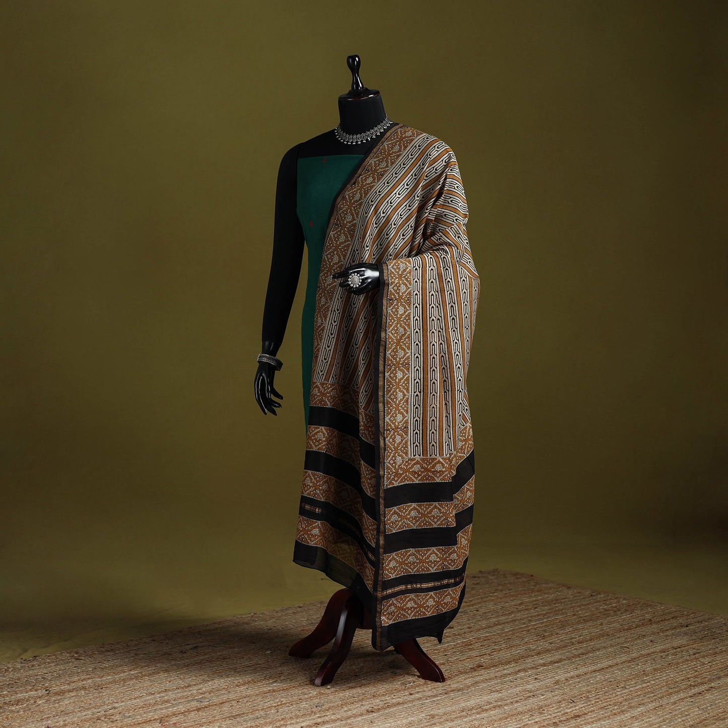 Brown - handloom chanderi silk hand natural dyed bagru