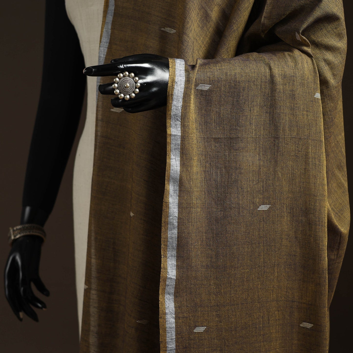 Handloom cotton bengal jamdani dupatta 04 - handcrafted