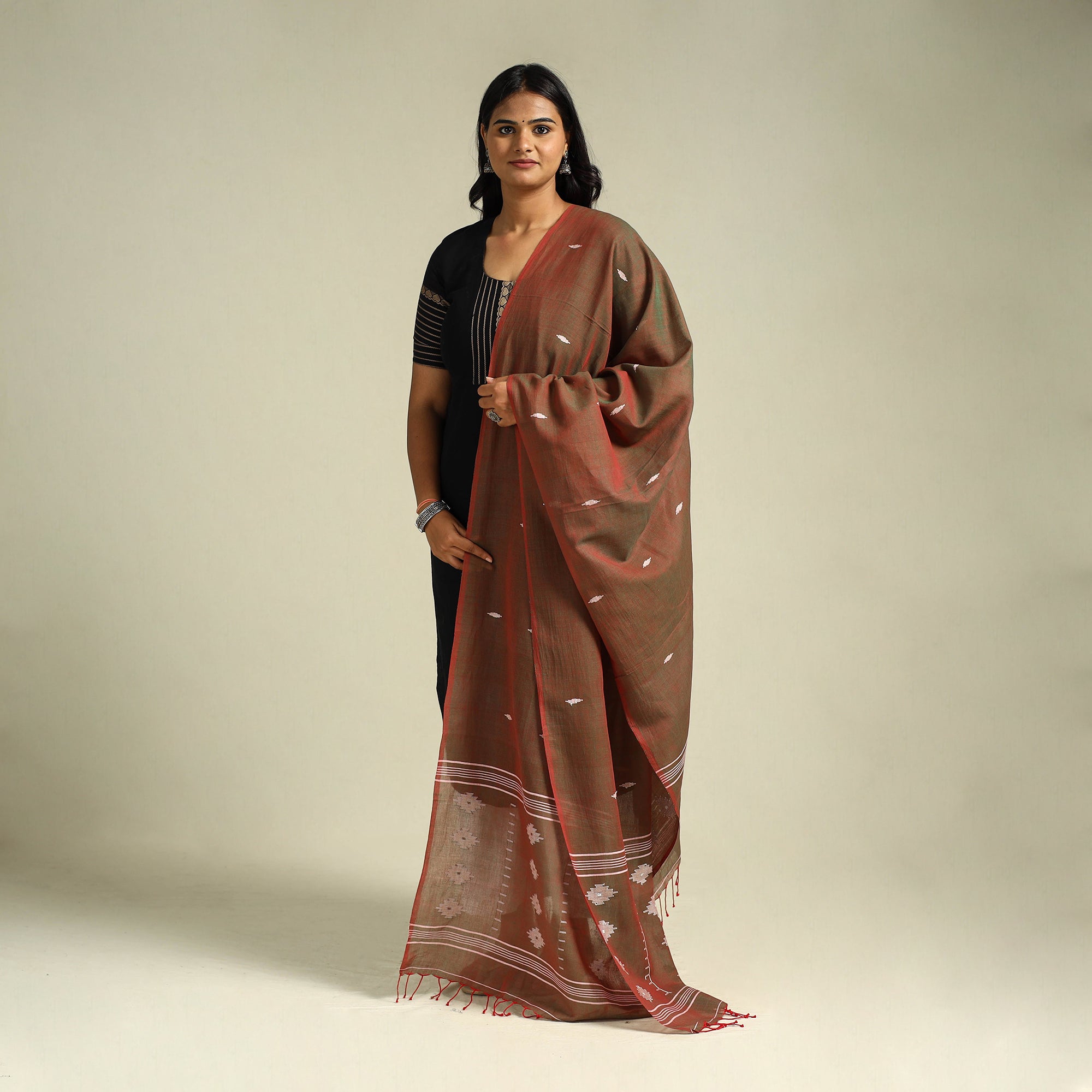 Purple - Burdwan Jamdani Handloom Cotton 2pc Unstitched Dress Material 31 main image 0