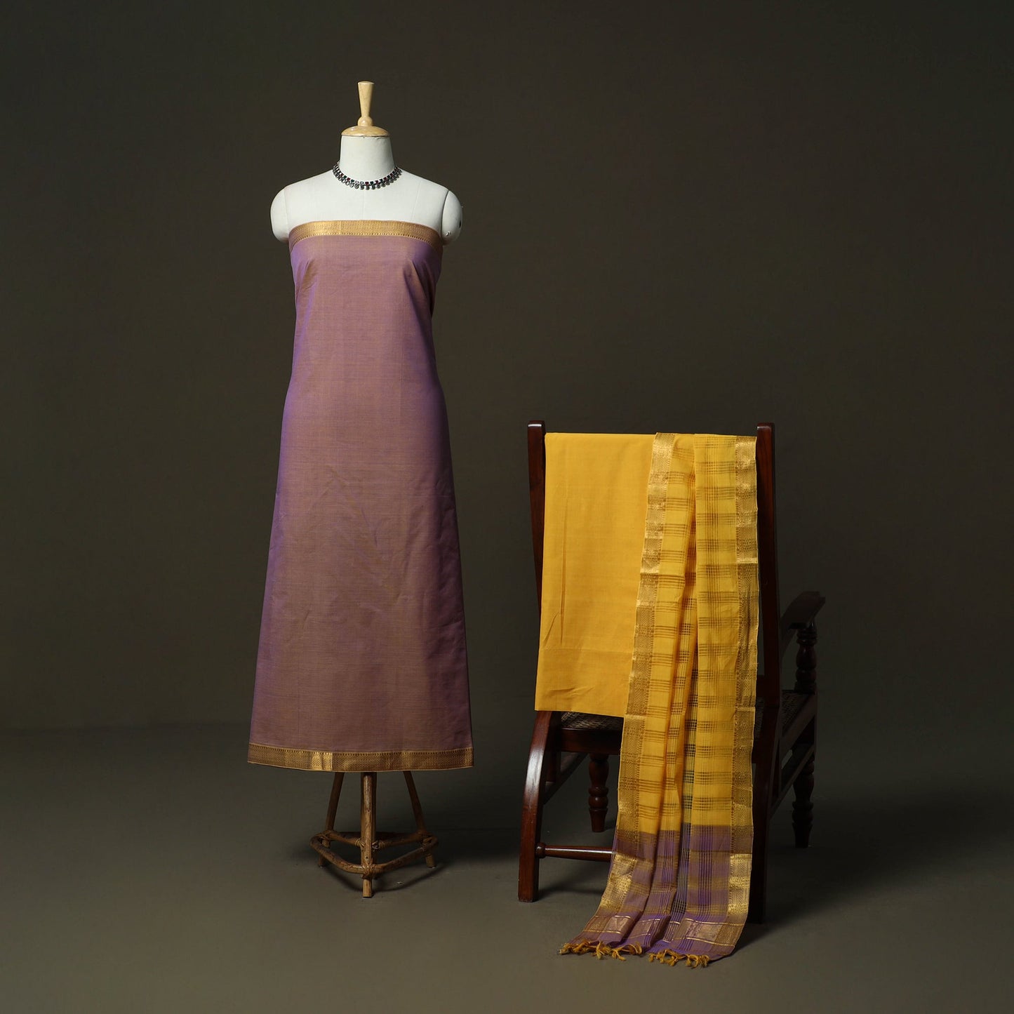 Handloom cotton mangalagiri 3pc unstitched dress material