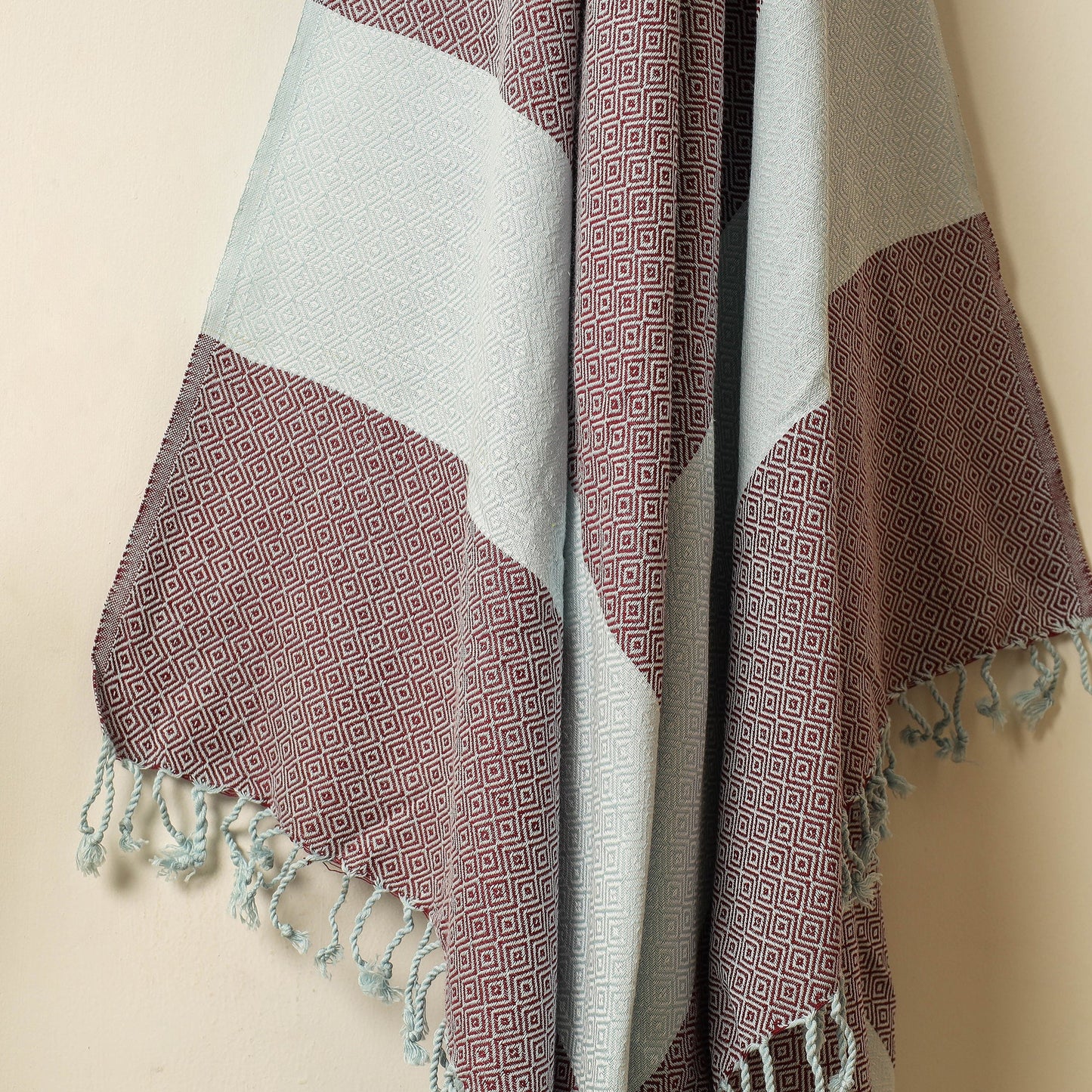 Handloom Cotton Towel with Tassels from Bijnor by Nizam