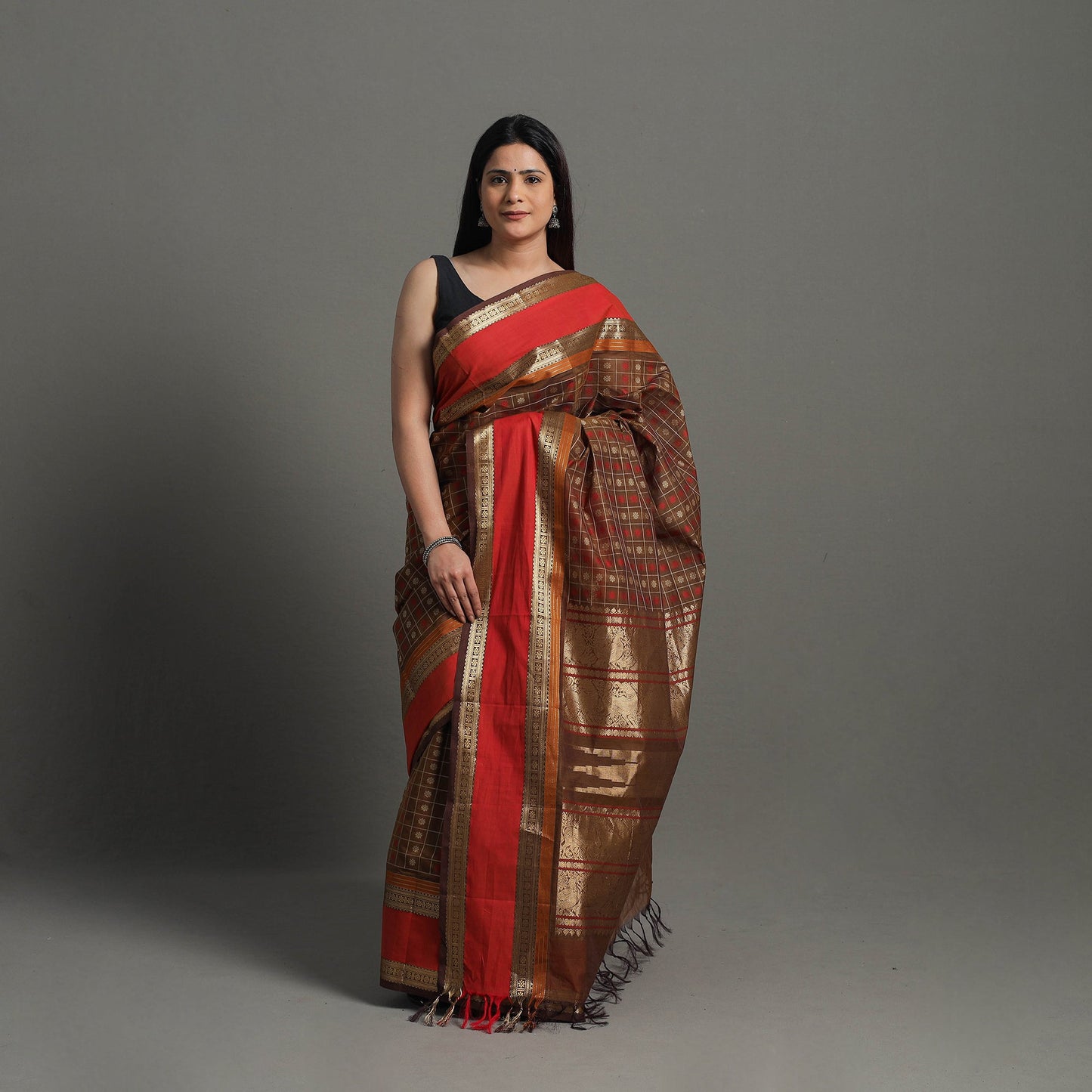 Handloom Cotton Zari Border Kanchipuram Saree Online