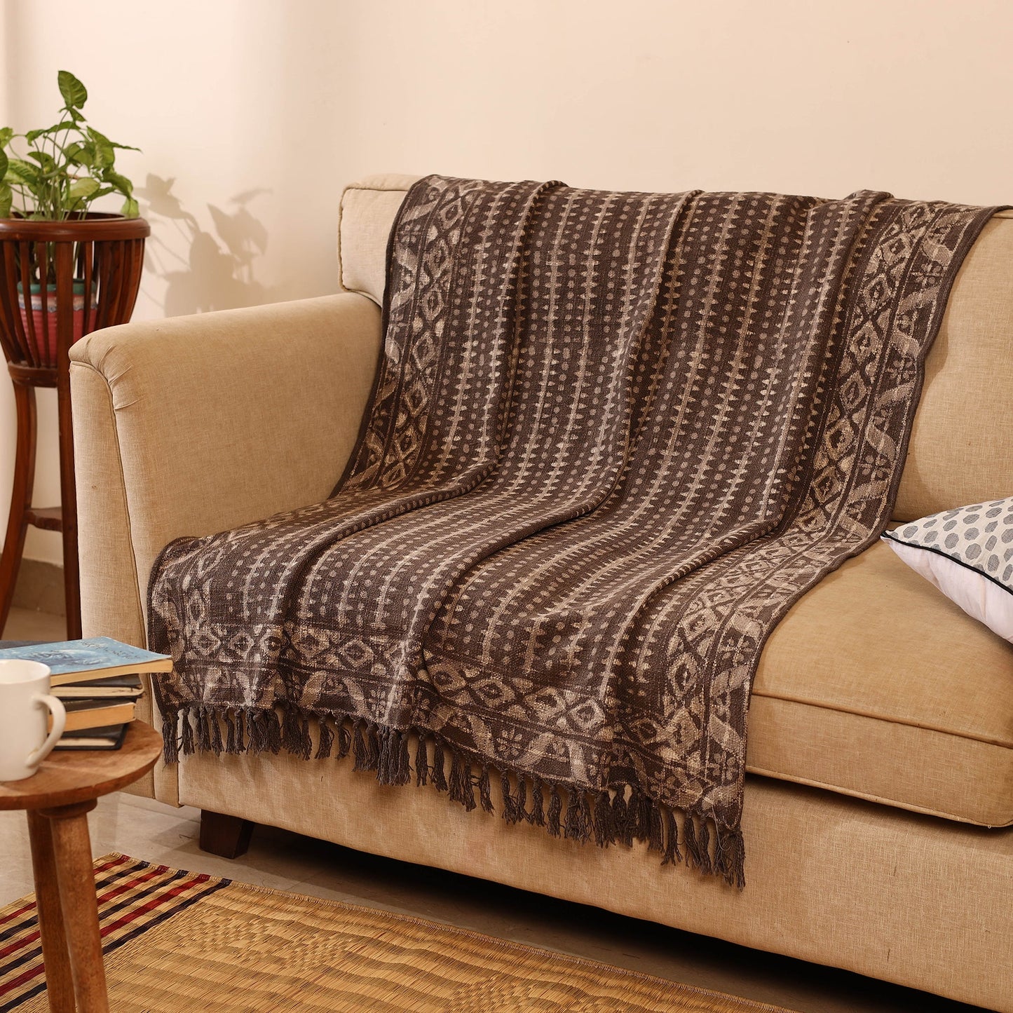 Brown Handloom Sofa Throws Blanket