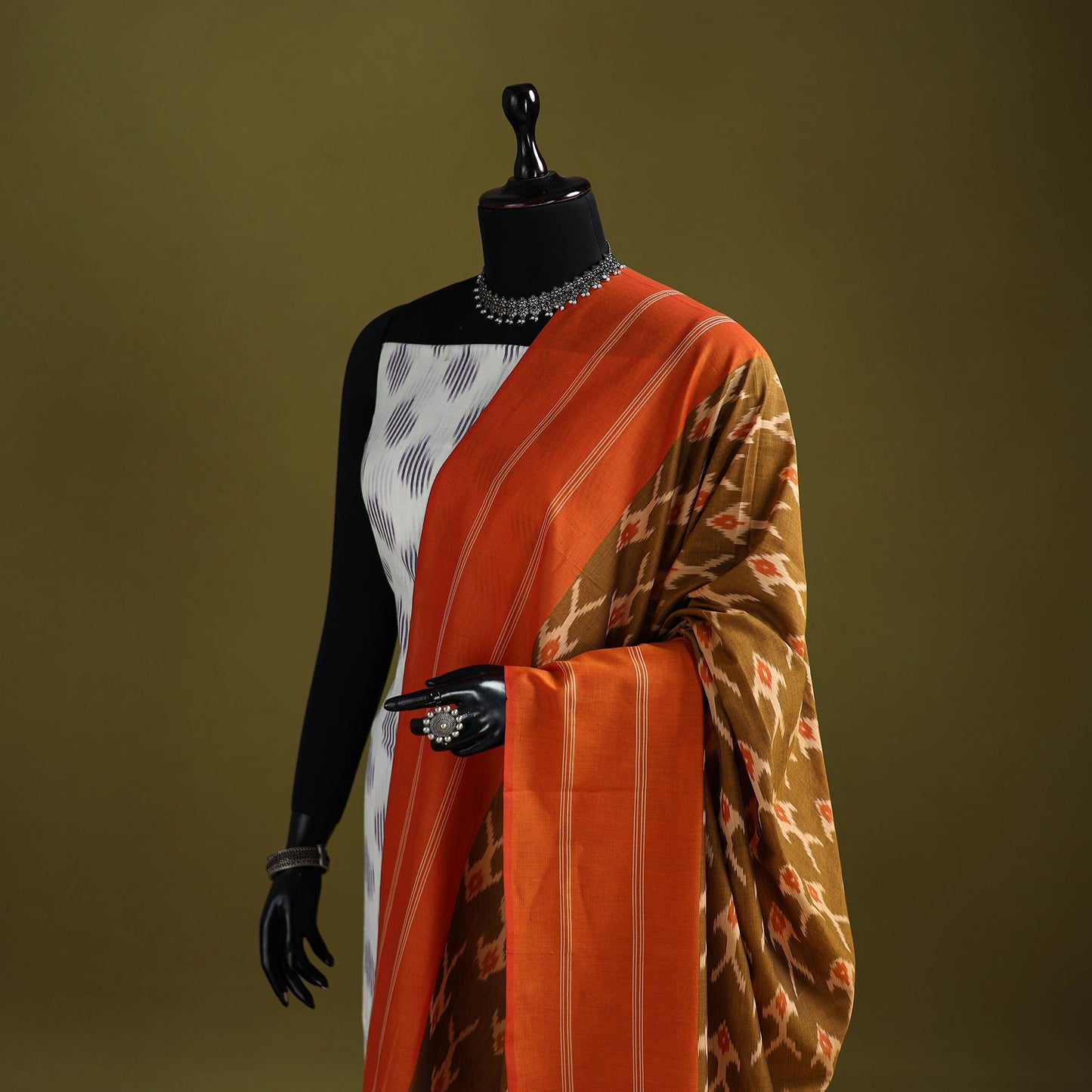 Handloom mercerised cotton pochampally ikat dupatta 17