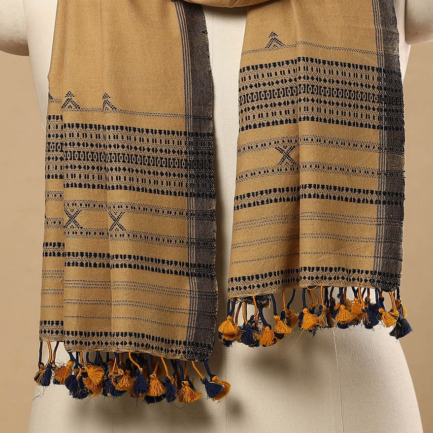 Brown Handloom Organic Kala Cotton Kutch Bhujodi Stole