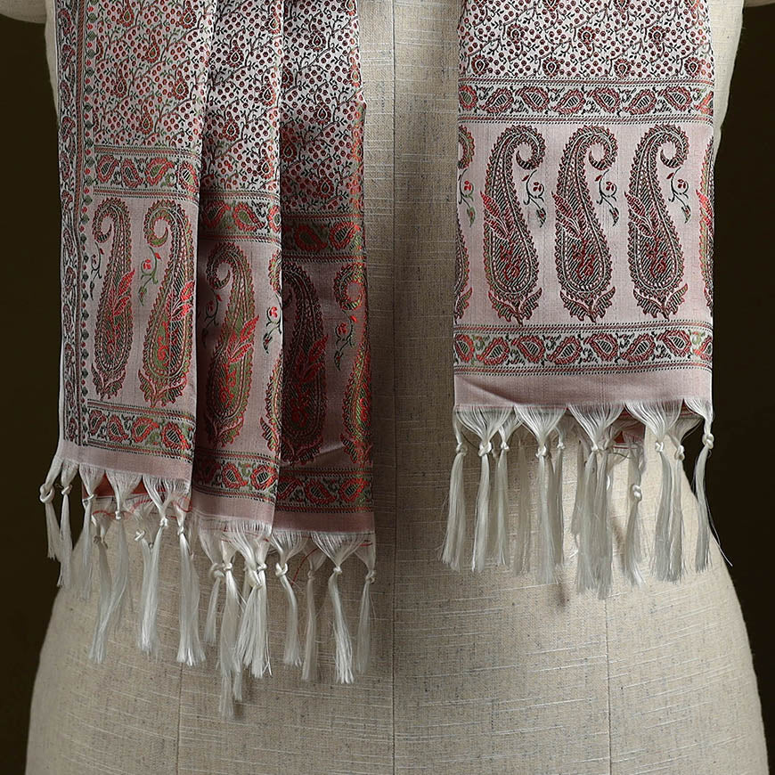Handloom semi silk jacquard weave banarasi stole