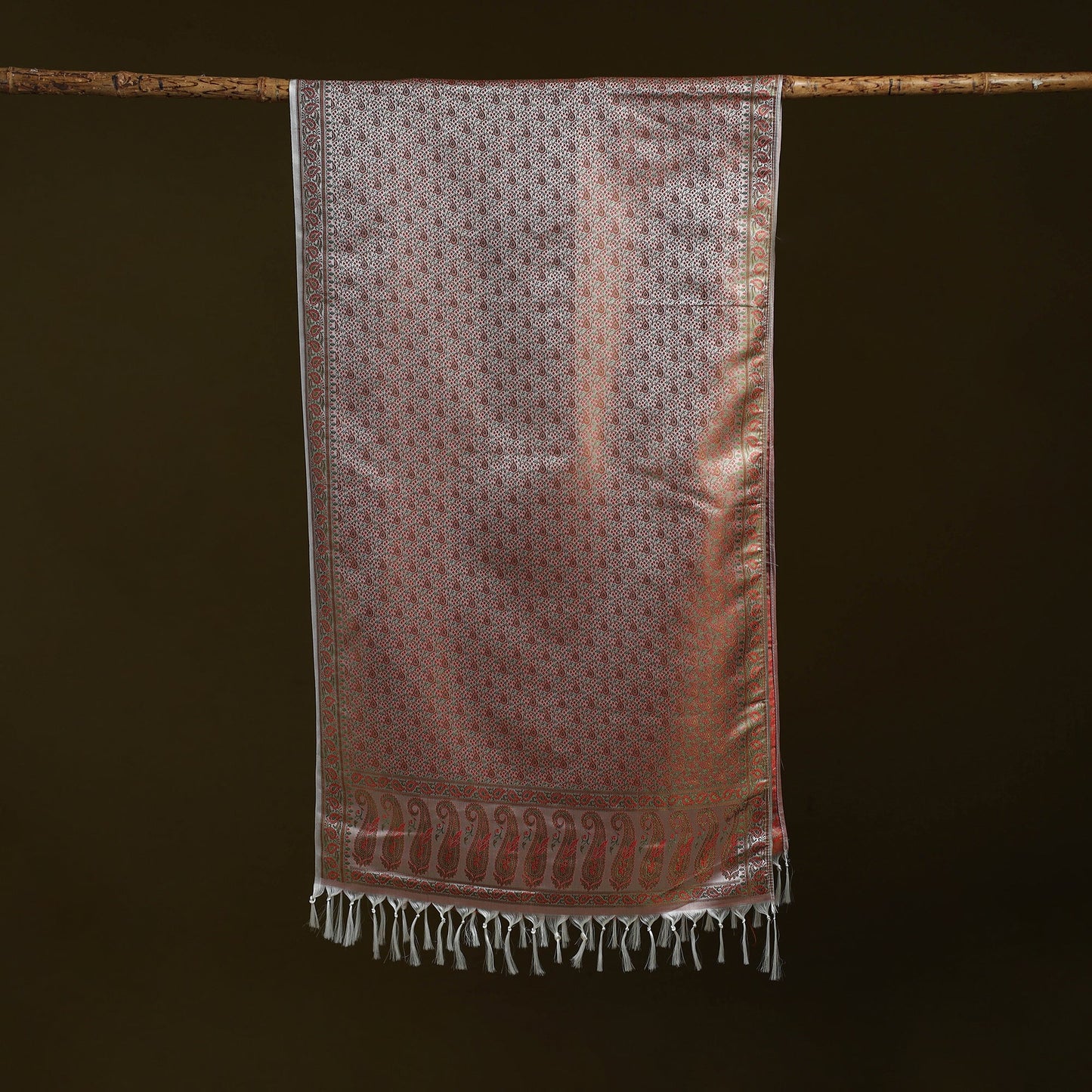 Handloom semi silk jacquard weave banarasi stole