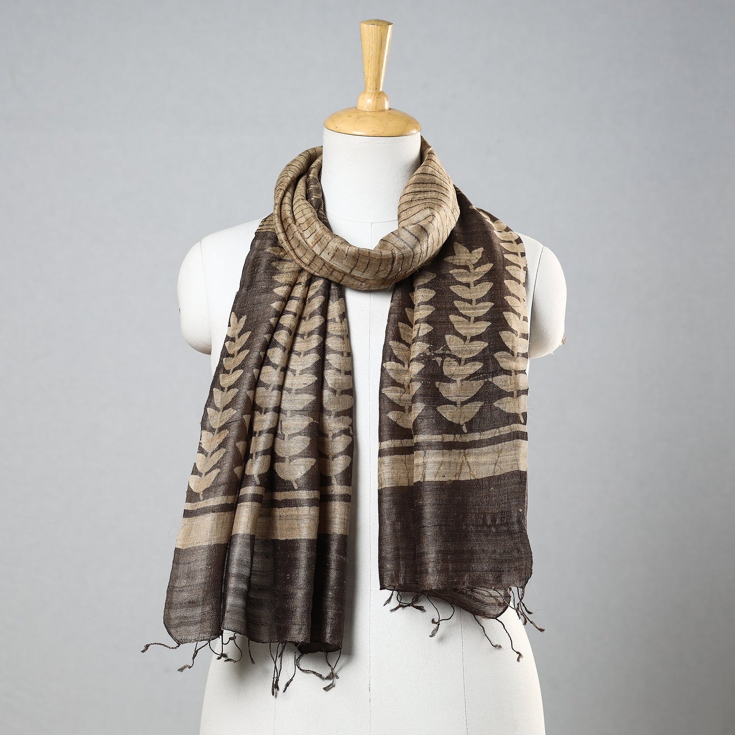 Buy Handloom Block Print Tussar Silk Bindaas Stole