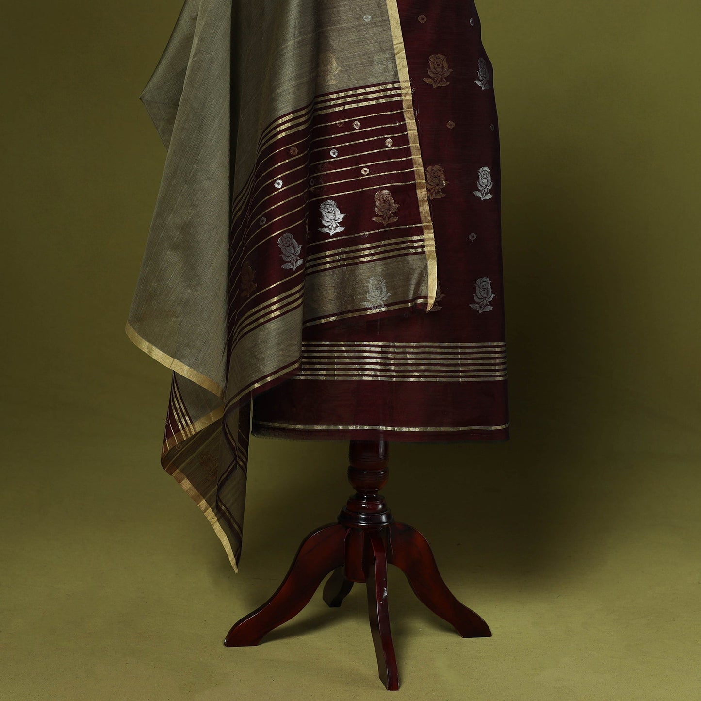 Handloom zari buti chanderi silk 2pc unstitched dress