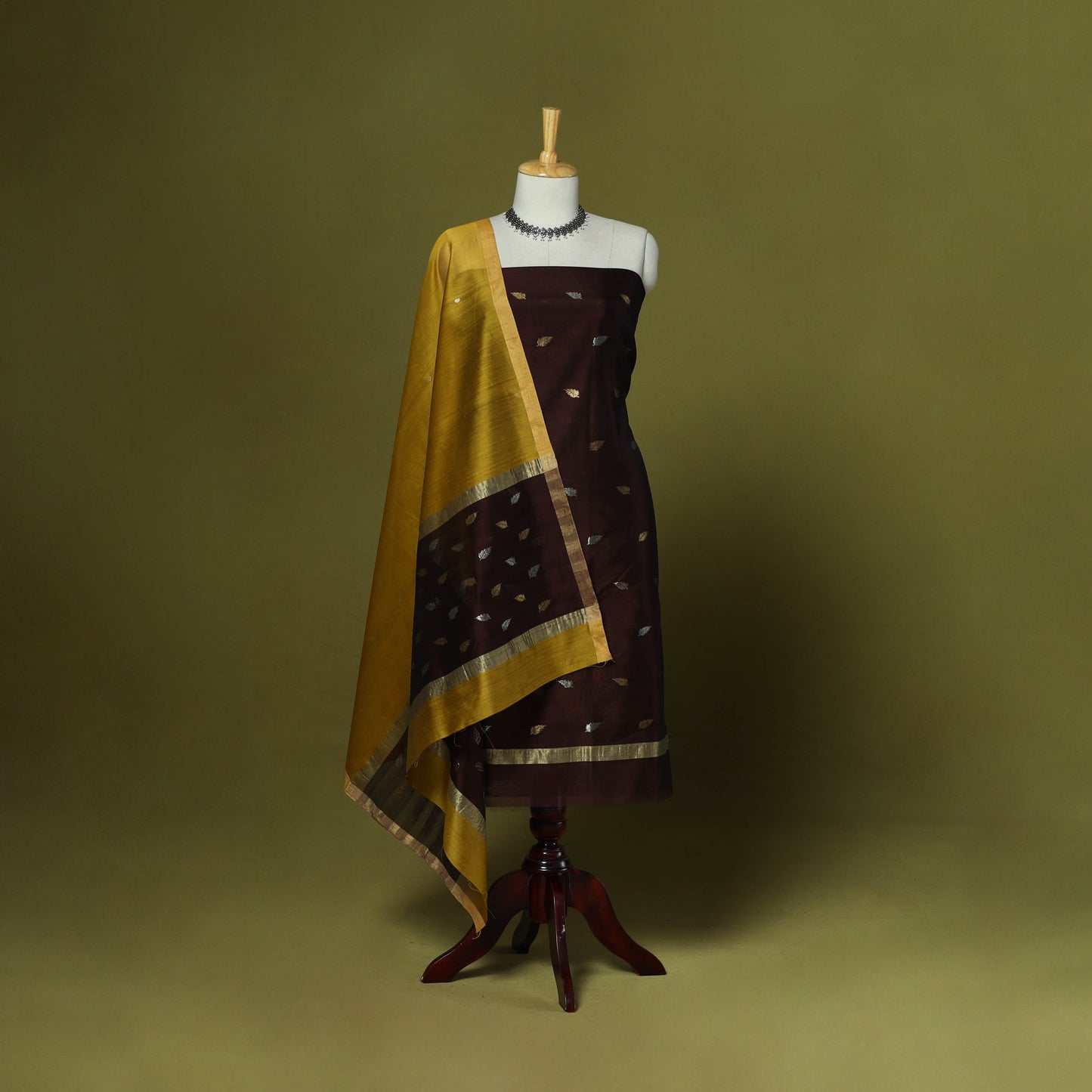 Handloom zari buti chanderi silk 2pc unstitched dress