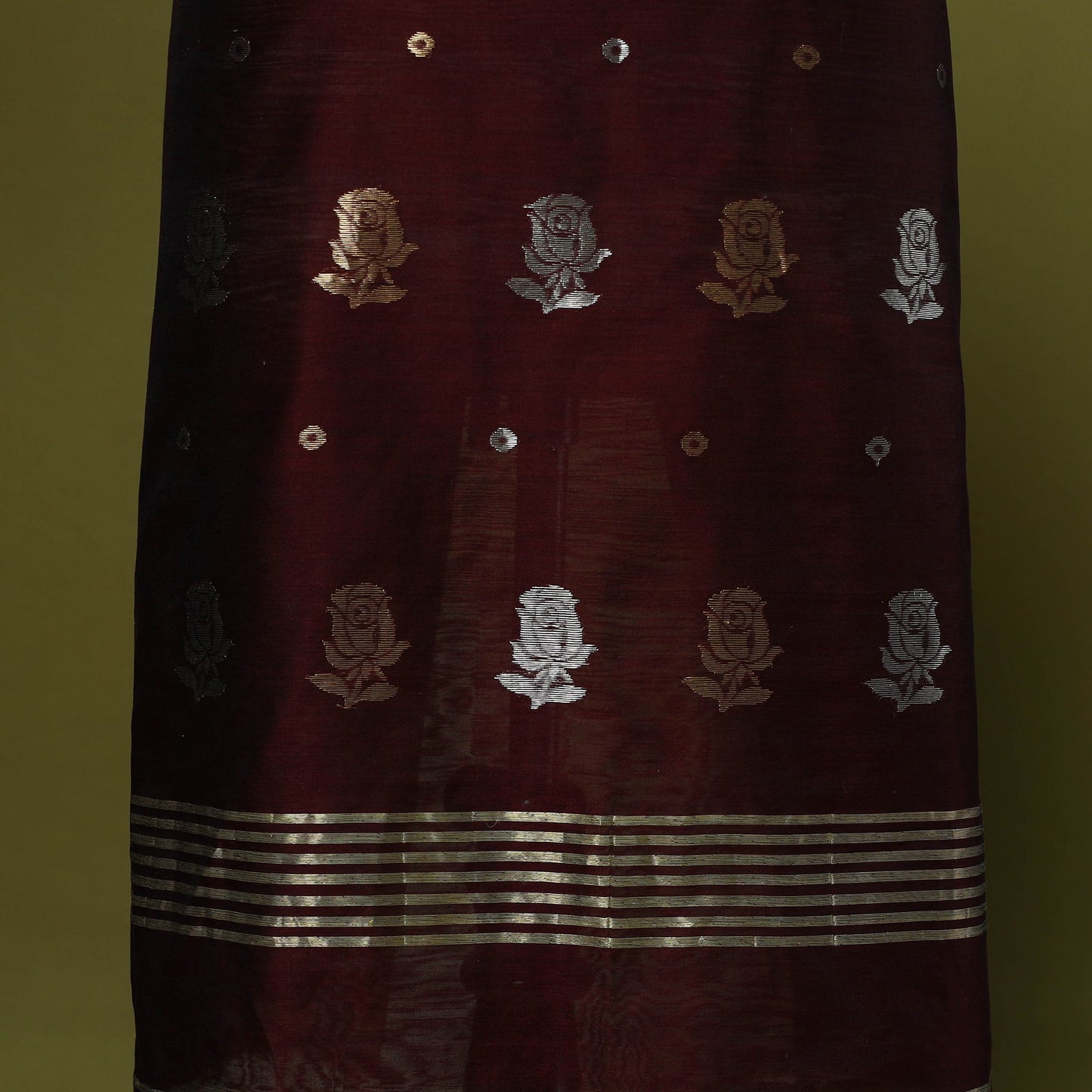 Handloom zari buti chanderi silk 2pc unstitched dress