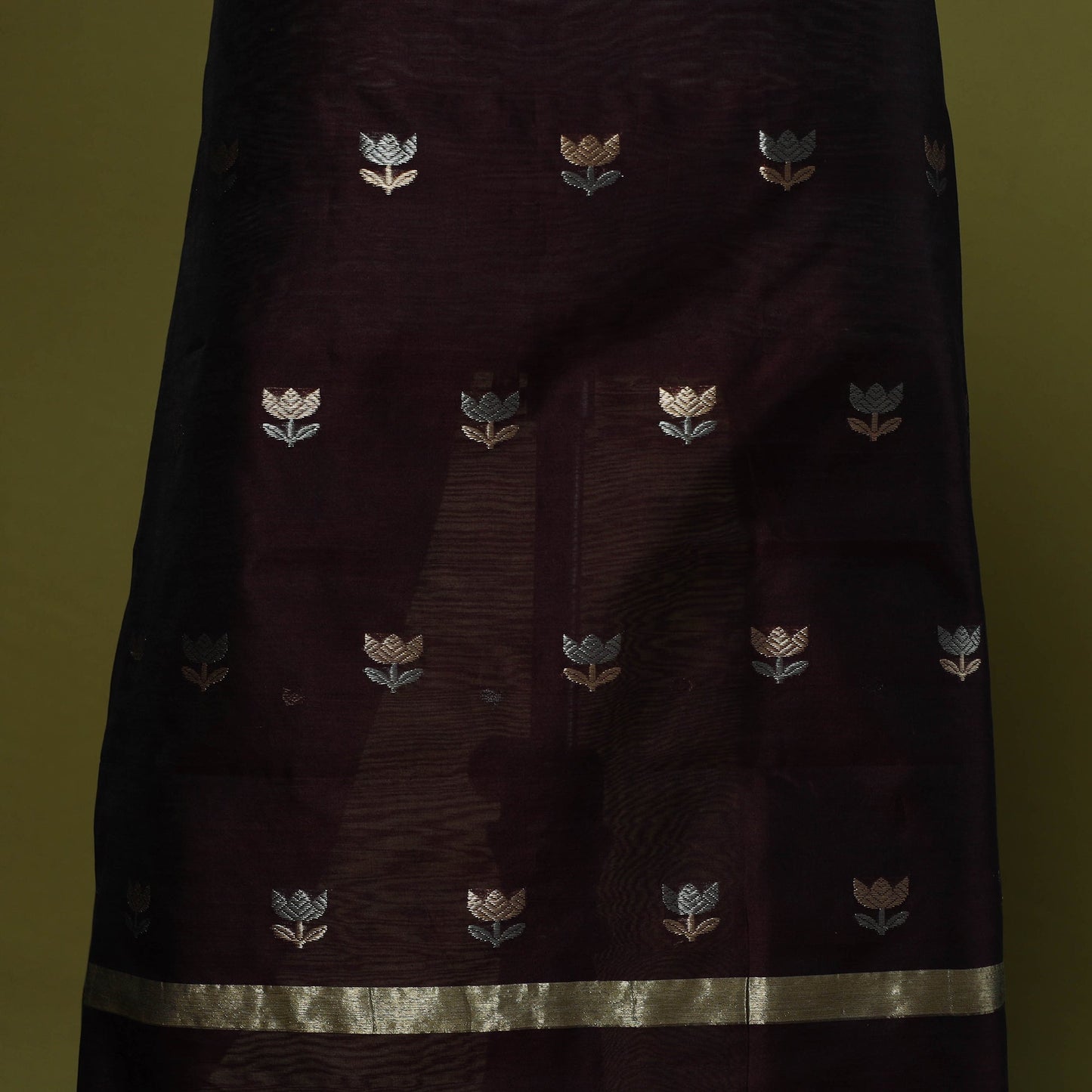 Handloom zari buti chanderi silk 2pc unstitched dress