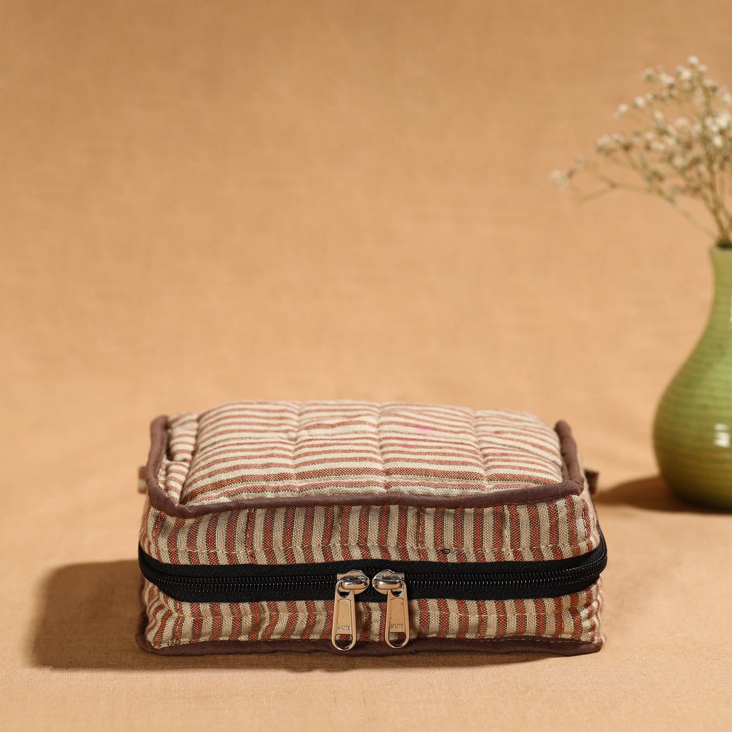 Brown Multipurpose Jewellery Bag with 4 Storage Pockets