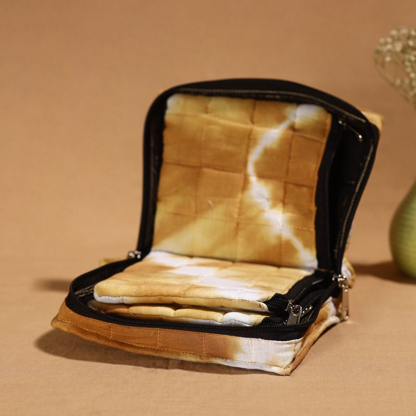 Brown Handmade 4 Pockets Cotton Jewelry Bag 04