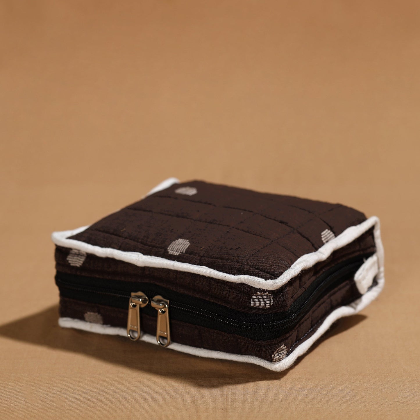 Brown Handmade 4 Pockets Cotton Jewelry Bag 04