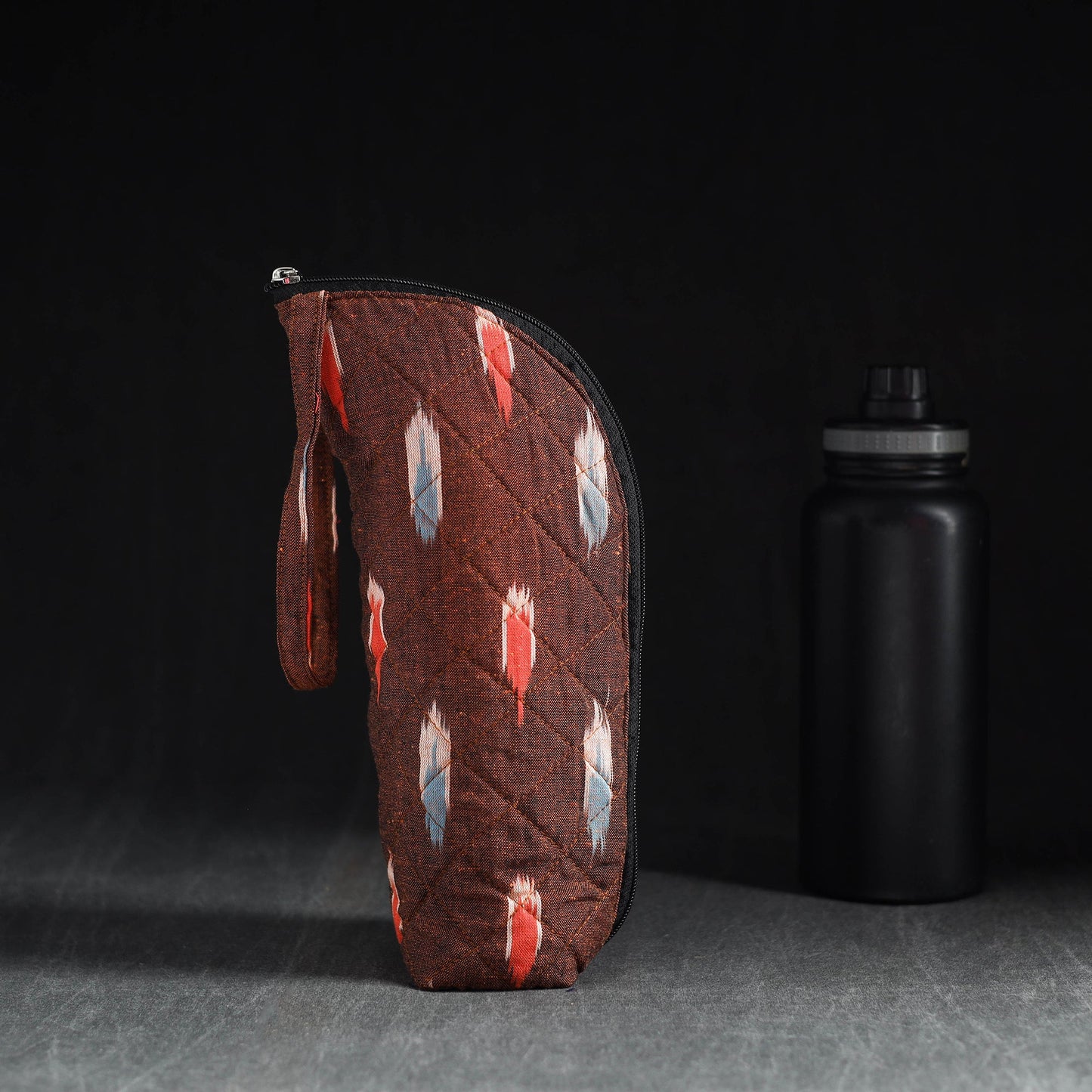 Brown Handmade Cotton 1L Water Bottle Cover