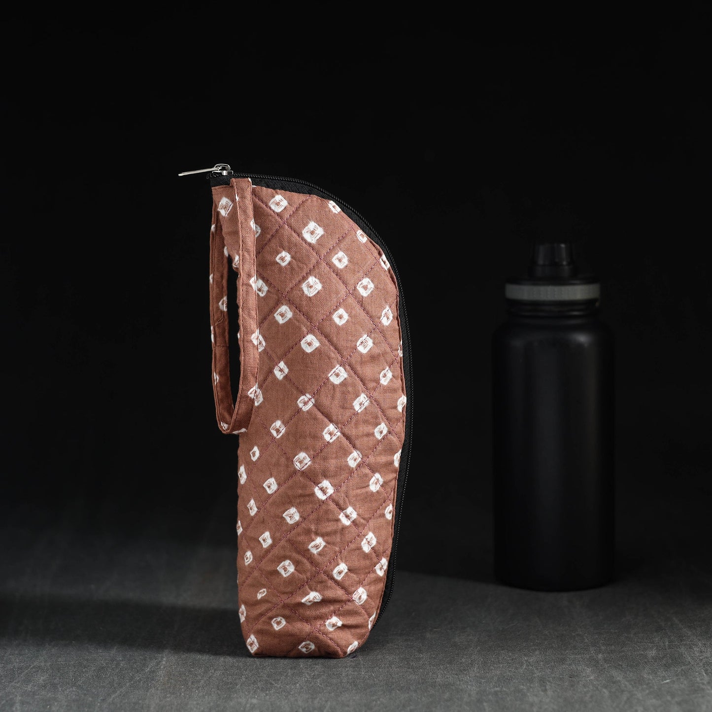 Brown Handmade Cotton 1L Water Bottle Cover