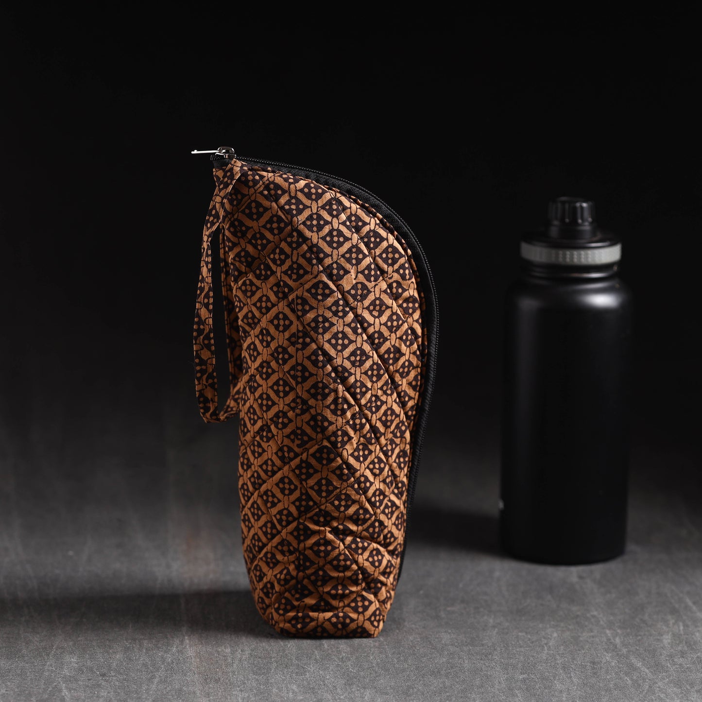 Brown Handmade Cotton 1L Water Bottle Cover