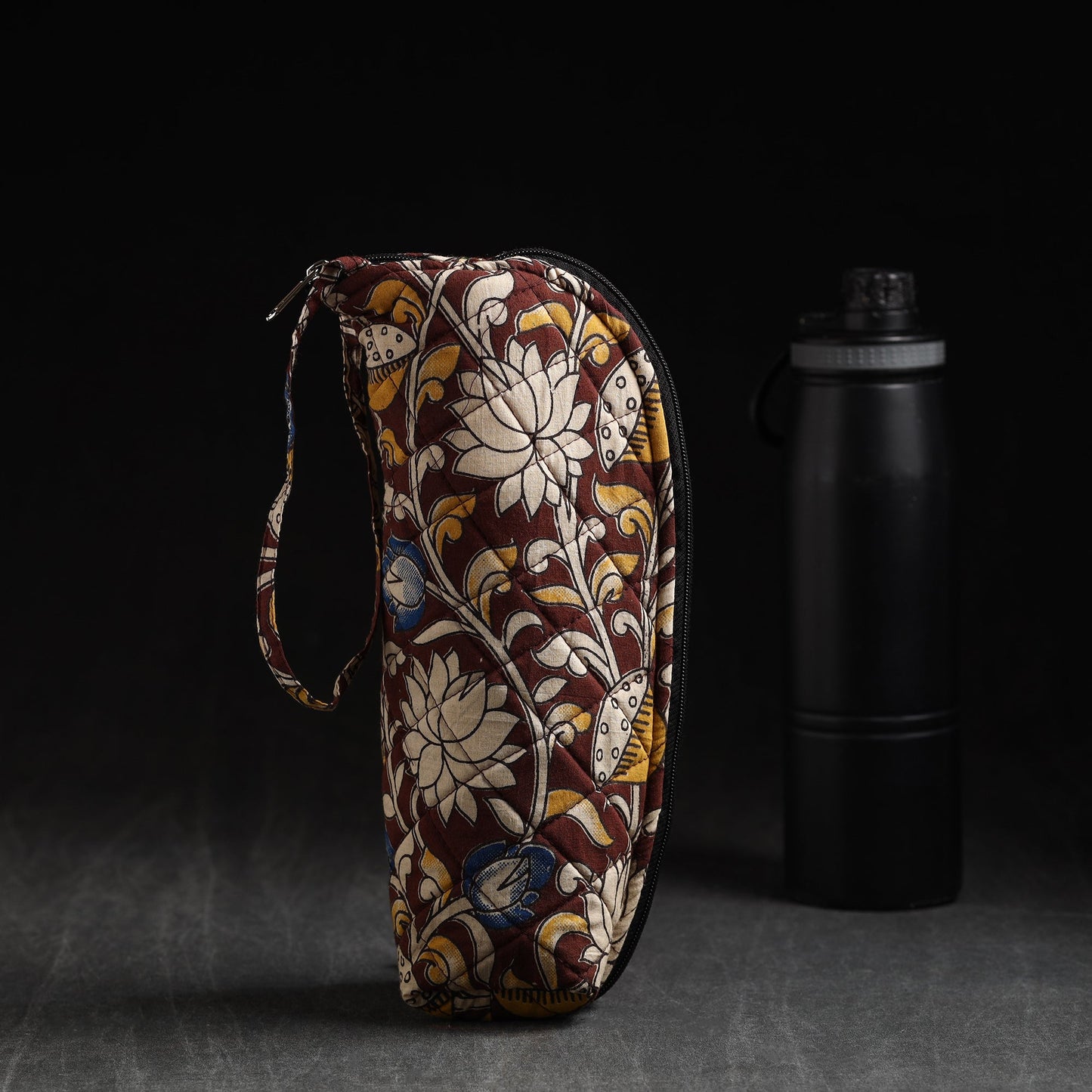 Brown Handmade Cotton 1L Water Bottle Cover