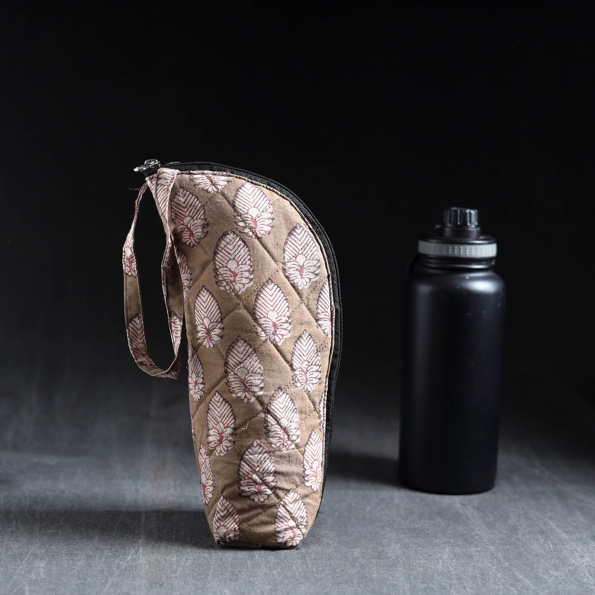 Beige - Handmade Cotton 1L Water Bottle Cover 05