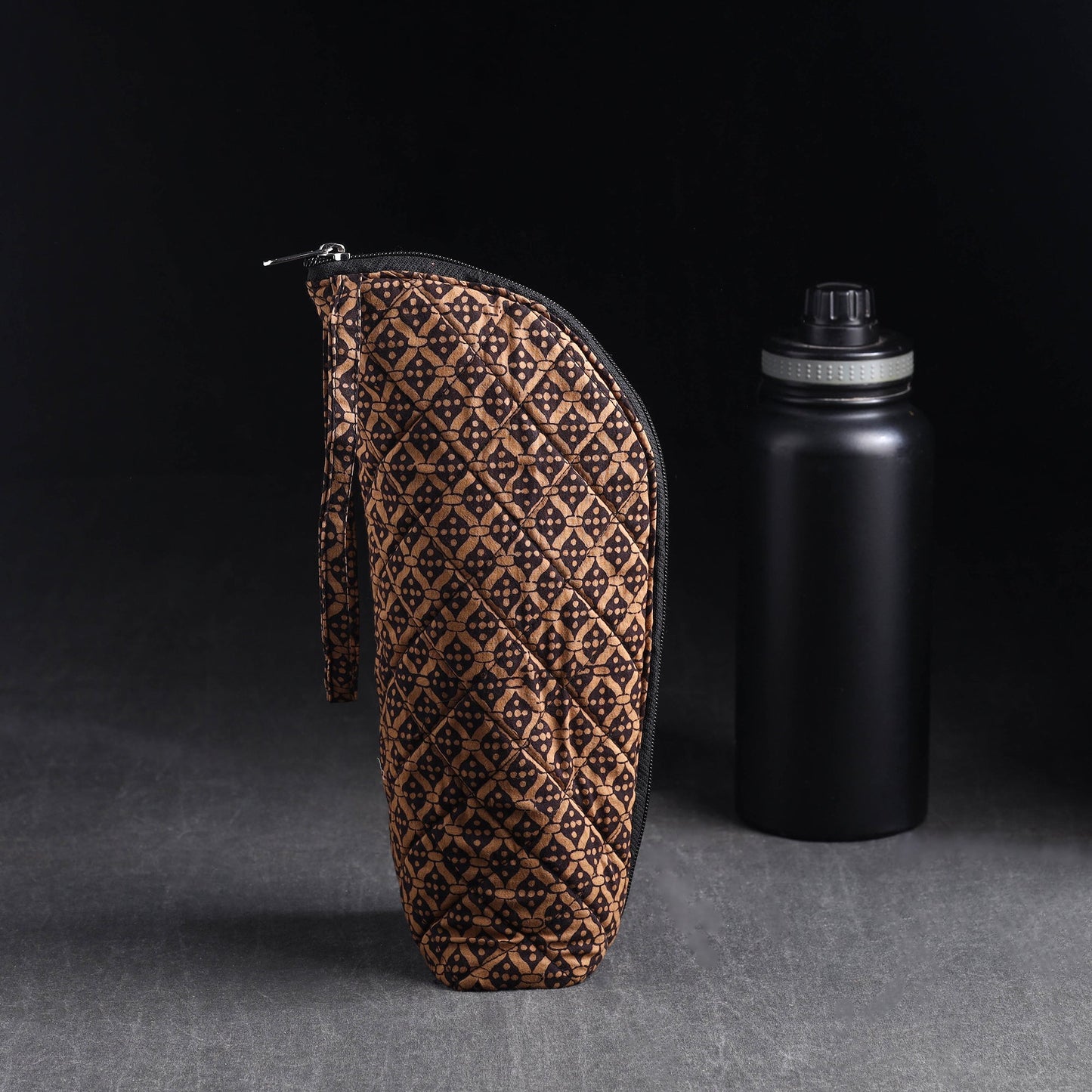 Brown Handmade Cotton 1L Water Bottle Cover