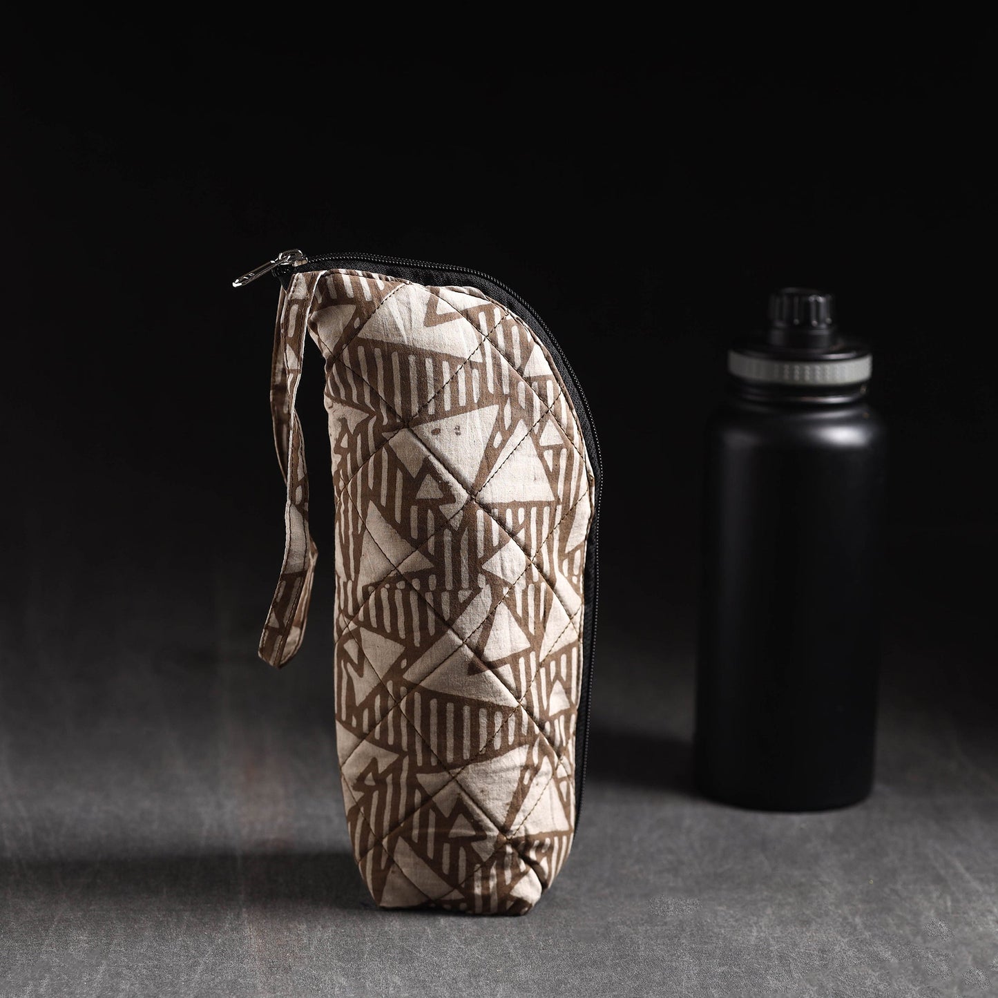 Brown Handmade Cotton 1L Water Bottle Cover