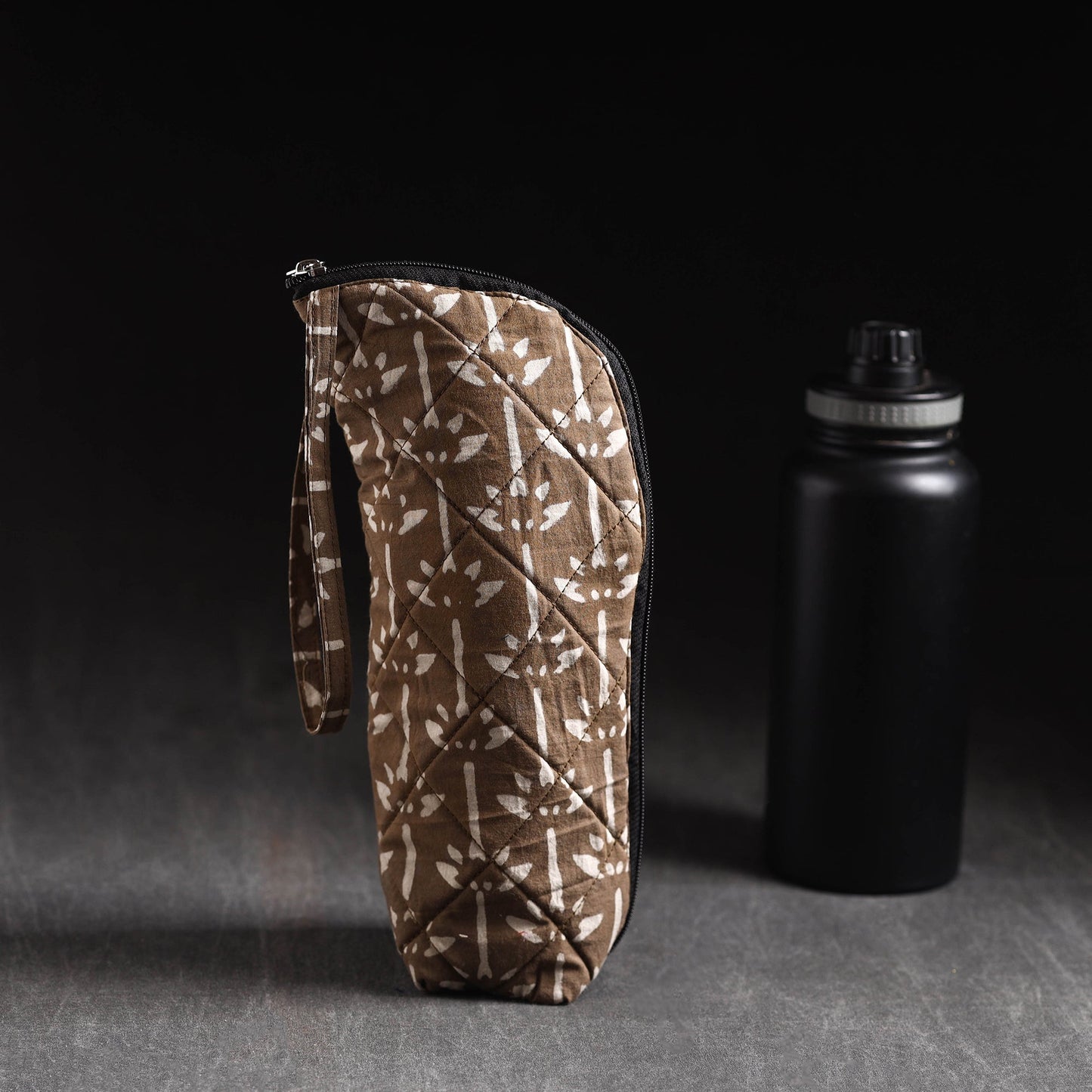 Brown Handmade Cotton 1L Water Bottle Cover