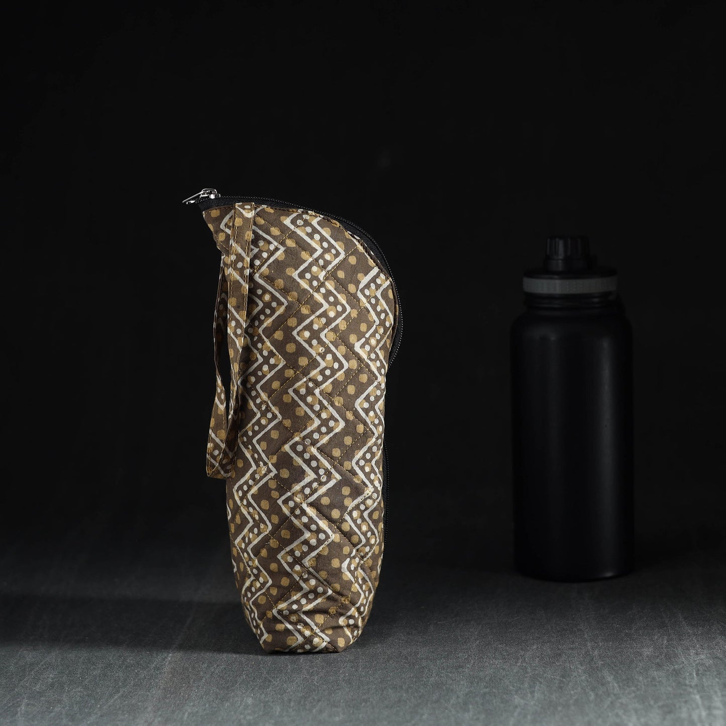 Brown Handmade Cotton 1L Water Bottle Cover