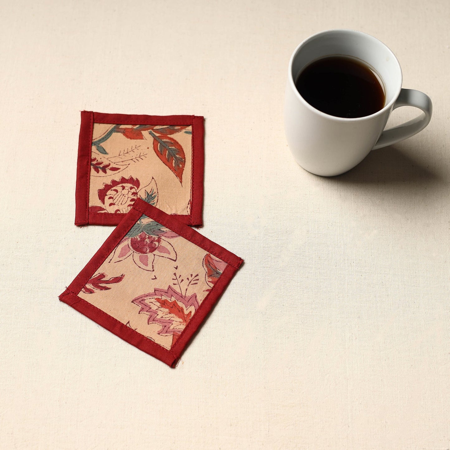 Brown Handmade Cotton Coasters (Set of 2)