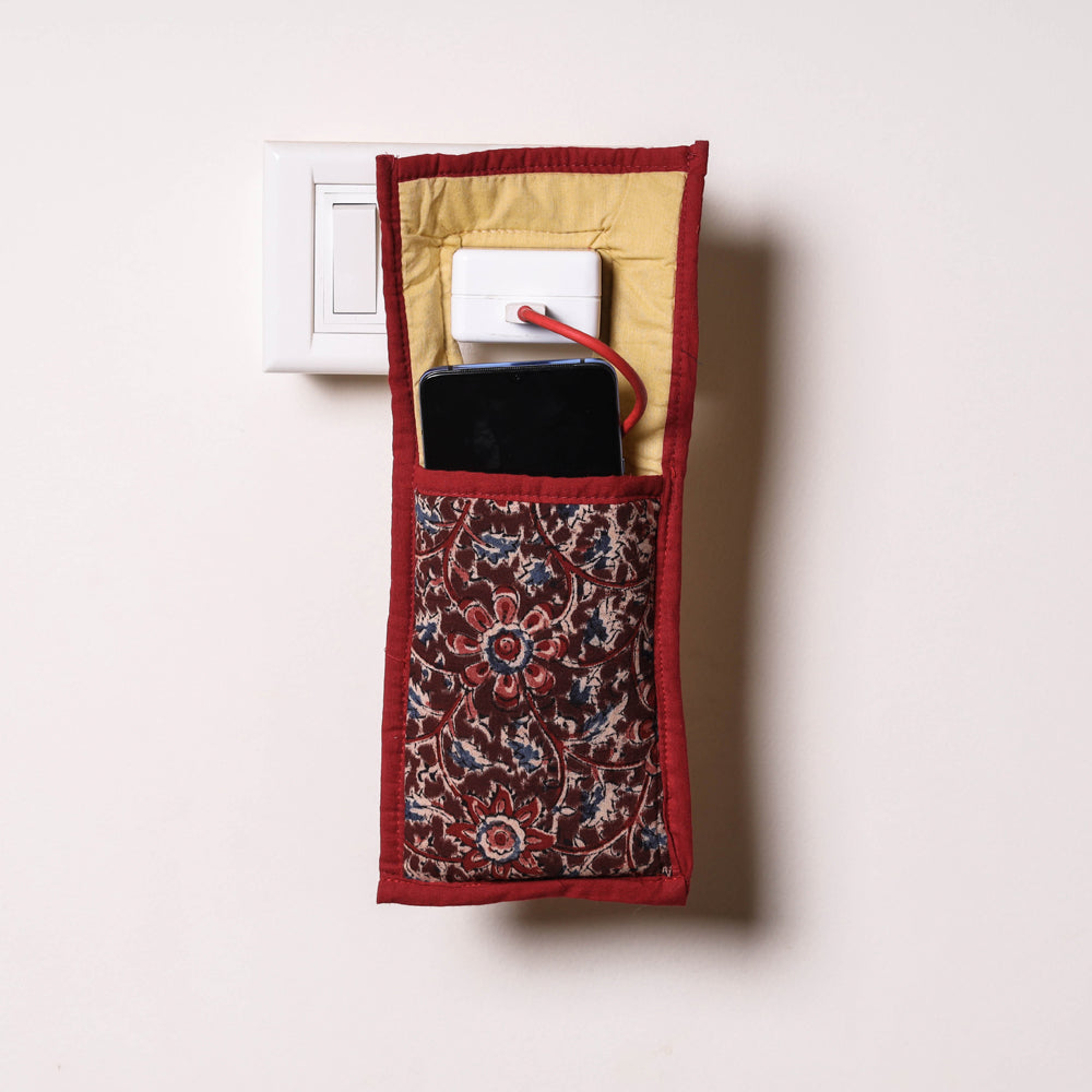 Brown Handmade Cotton Fabric Mobile Charging Holder