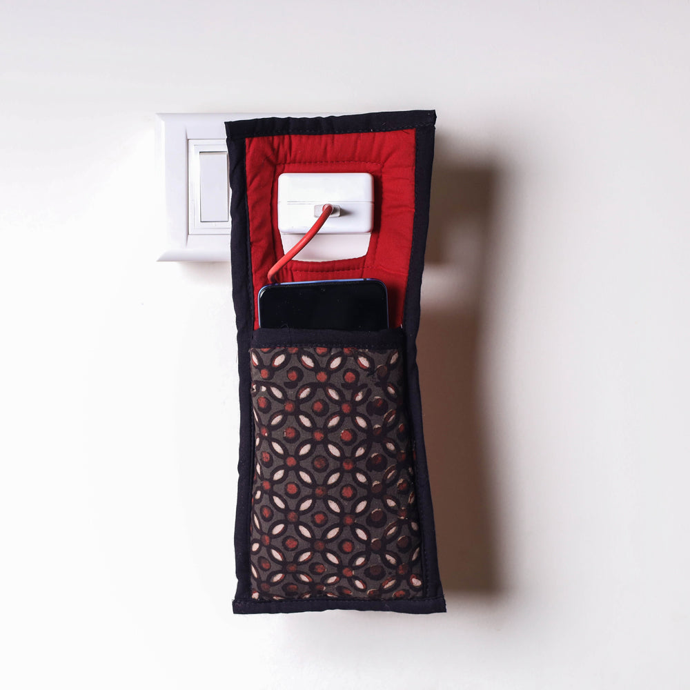 Brown Handmade Cotton Fabric Mobile Charging Holder