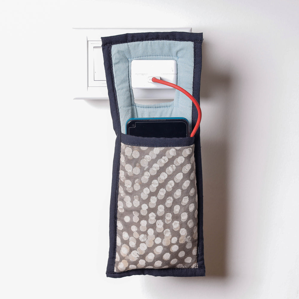 Brown Handmade Cotton Fabric Mobile Charging Holder