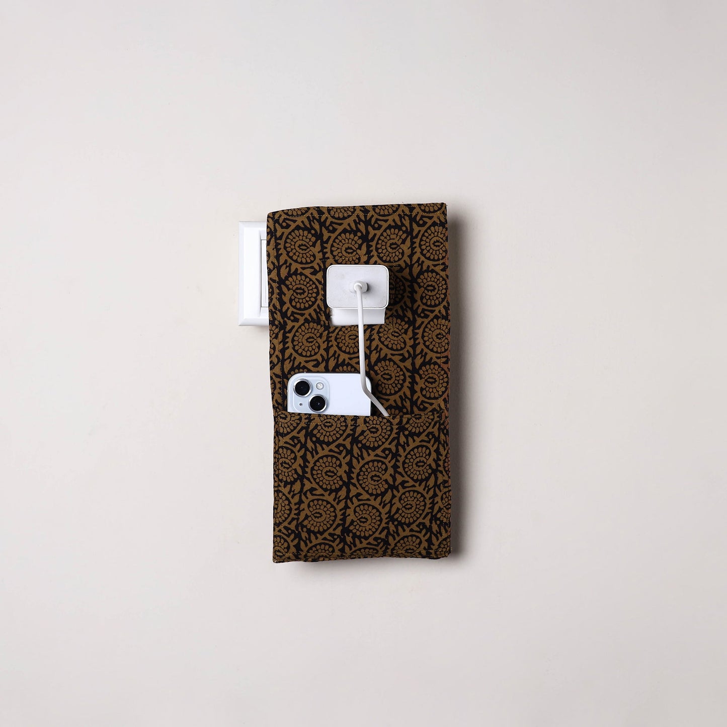 Brown Handmade Cotton Mobile Charging Holder